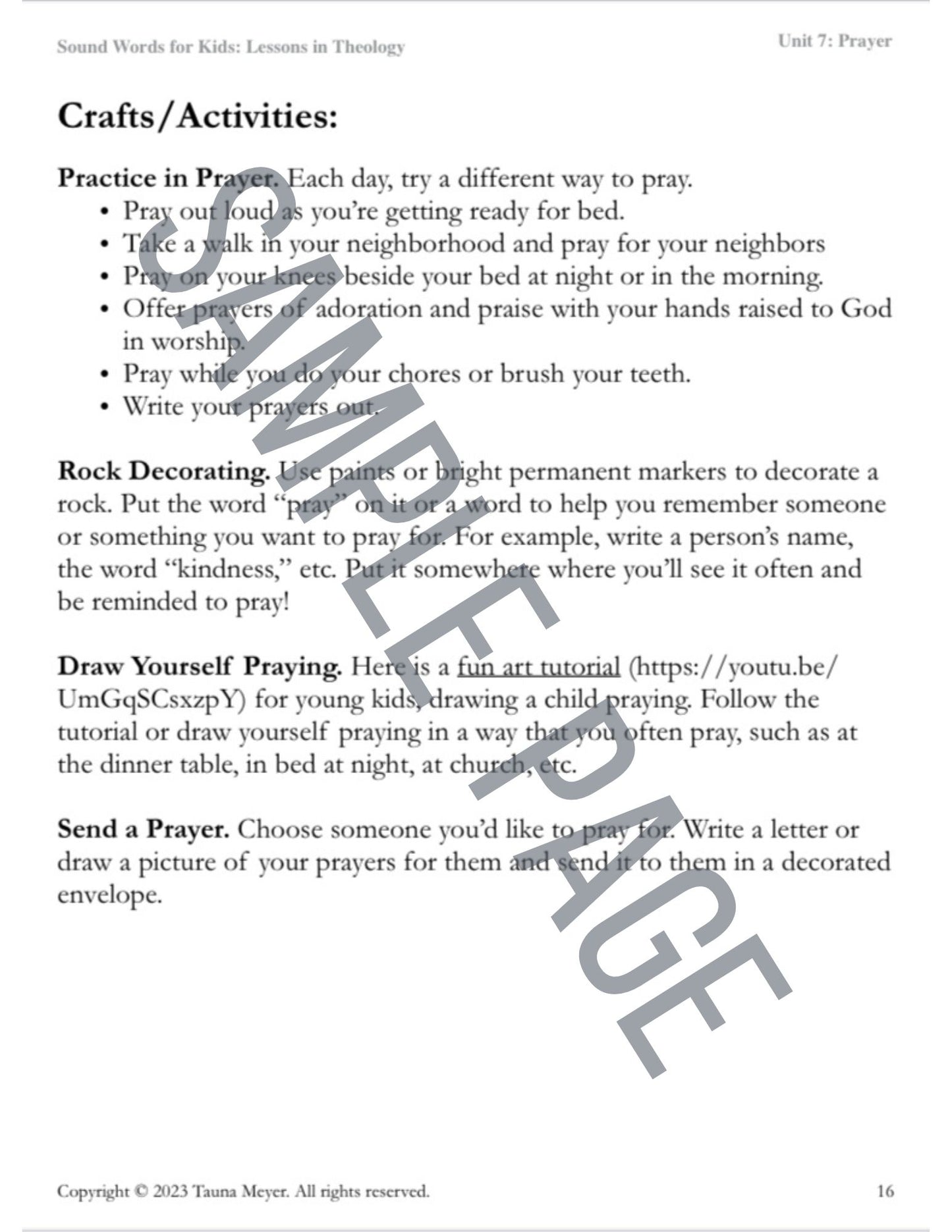 Prayer (Sound Words for Kids: Lessons in Theology, Unit 7)