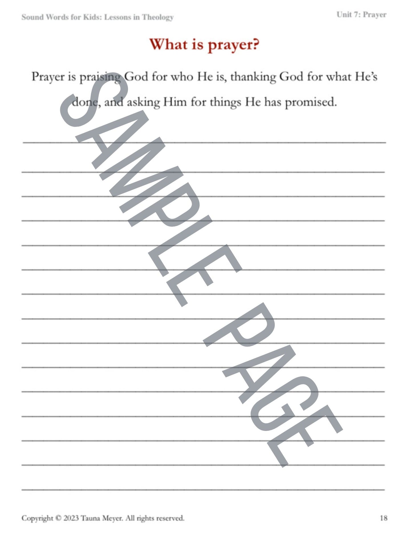 Prayer (Sound Words for Kids: Lessons in Theology, Unit 7)