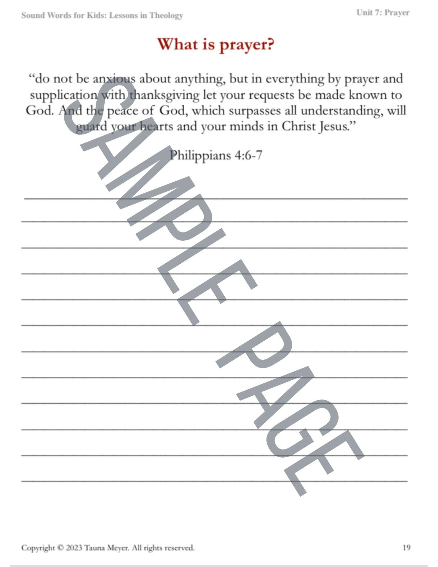Prayer (Sound Words for Kids: Lessons in Theology, Unit 7)