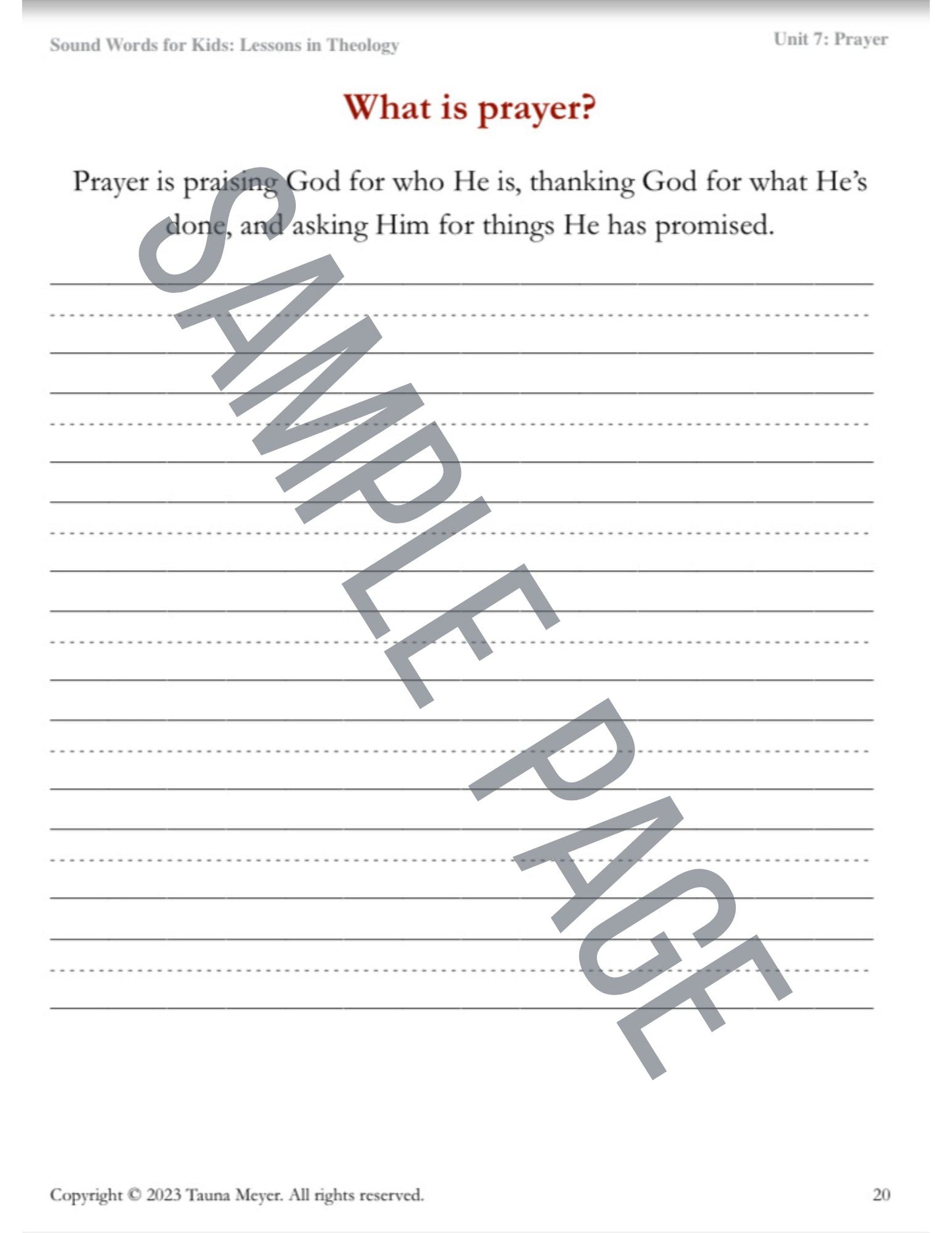 Prayer (Sound Words for Kids: Lessons in Theology, Unit 7)