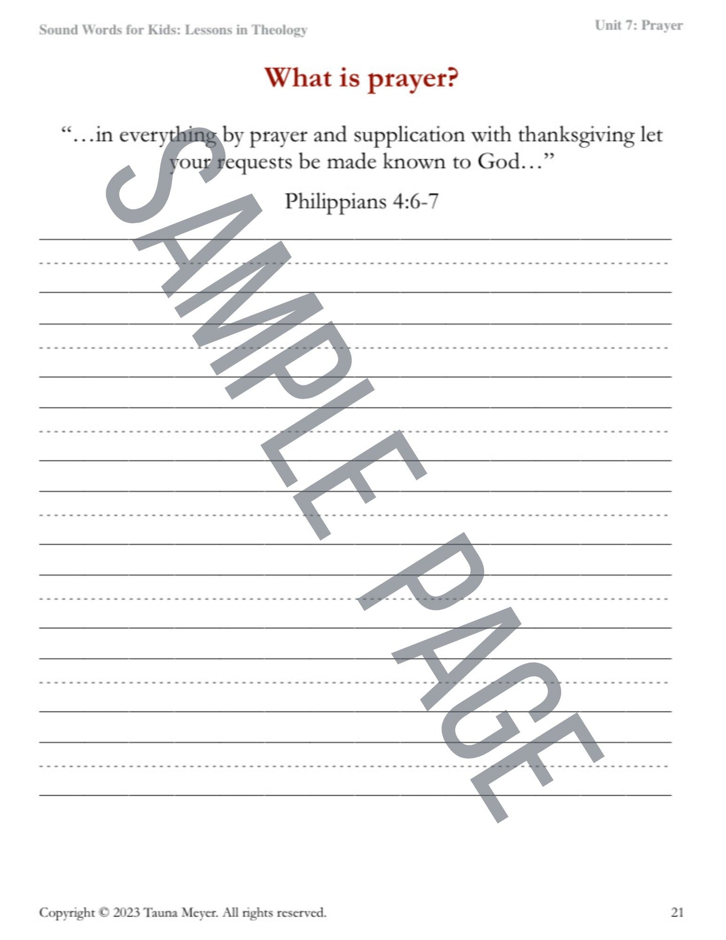 Prayer (Sound Words for Kids: Lessons in Theology, Unit 7)