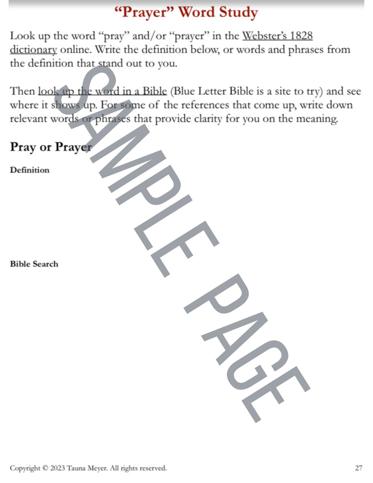 Prayer (Sound Words for Kids: Lessons in Theology, Unit 7)