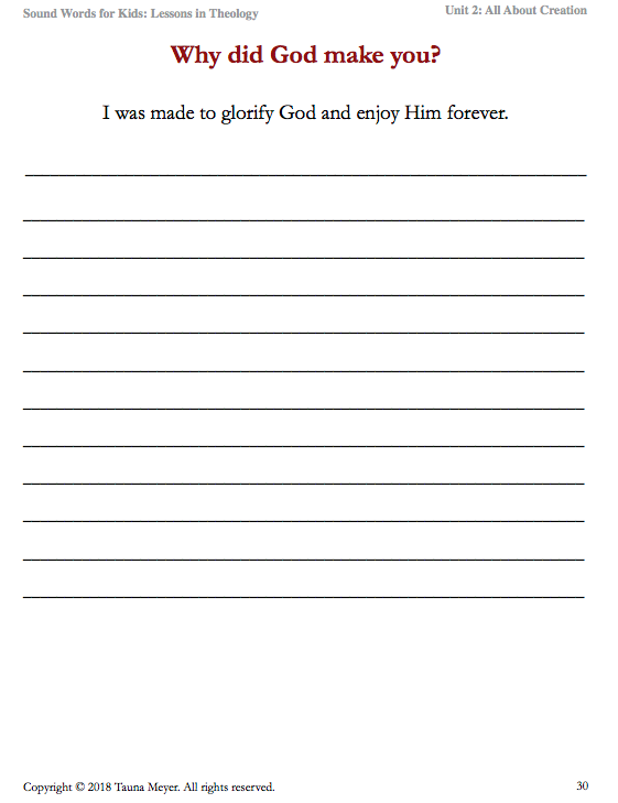 All About Creation (Sound Words for Kids: Lessons in Theology, Unit 2)
