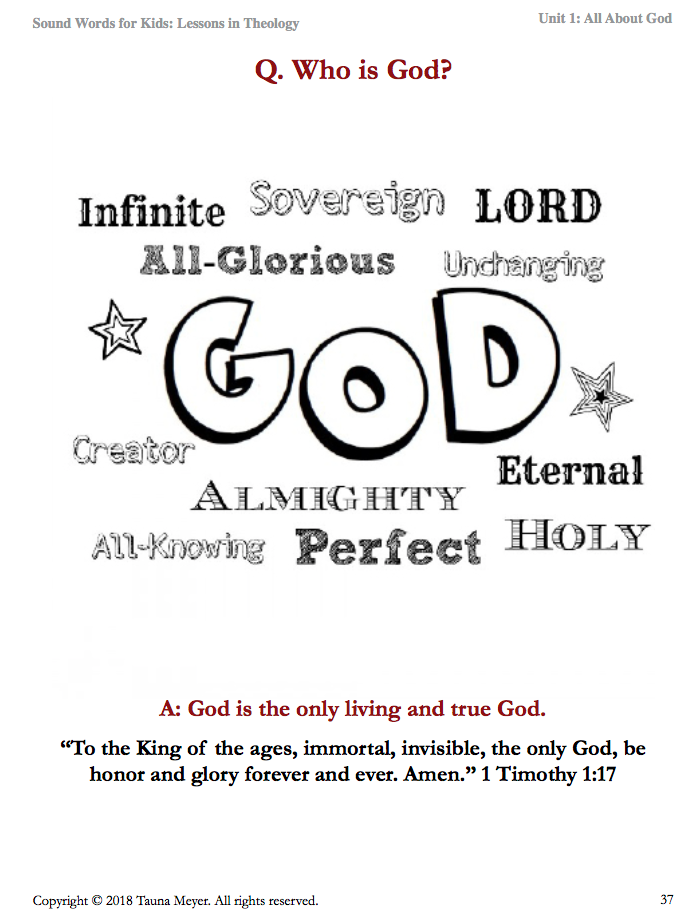 All About God (Sound Words for Kids: Lessons in Theology, Unit 1)