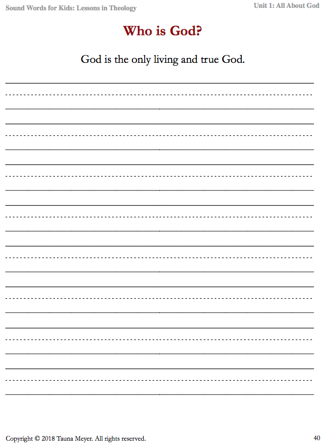 All About God (Sound Words for Kids: Lessons in Theology, Unit 1)