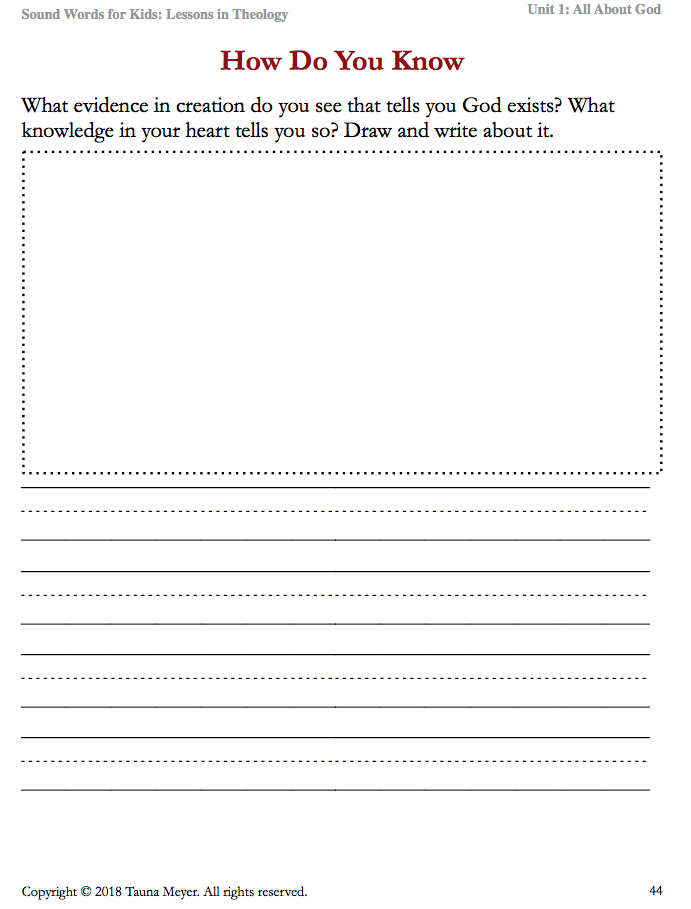 All About God (Sound Words for Kids: Lessons in Theology, Unit 1)