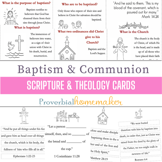 Scripture & Theology Cards: Baptism & Communion