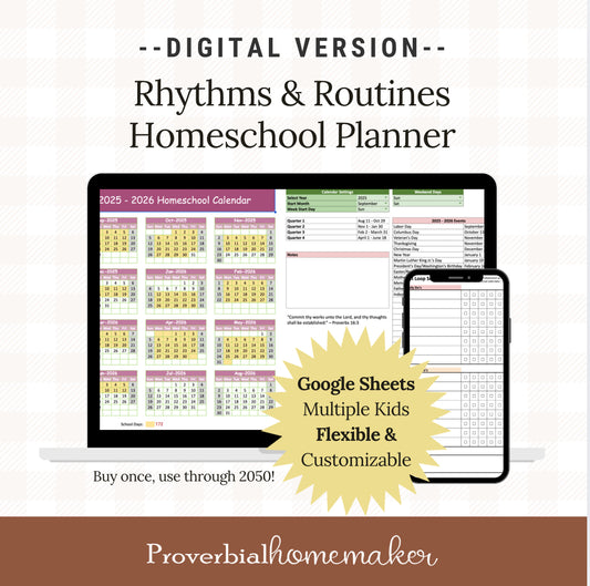 ⭐️NEW!⭐️ Rhythms & Routines Homeschool Planner -- Google Sheets Edition