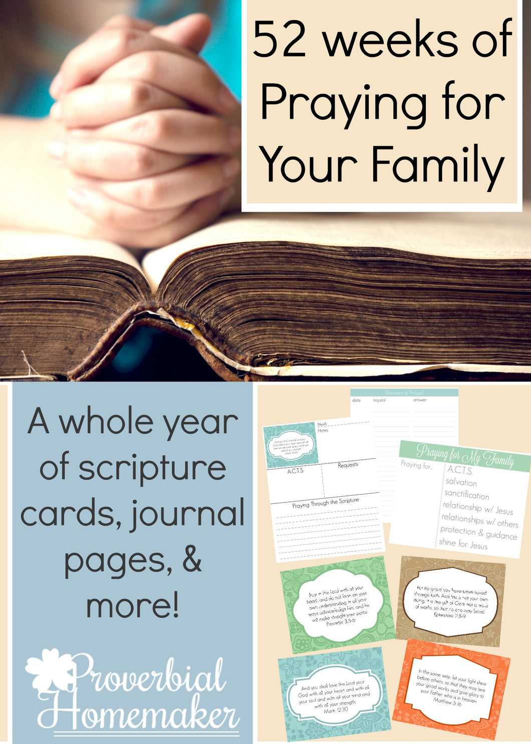 Praying for Your Family (52 Weeks of Scriptures & Journal Pages)