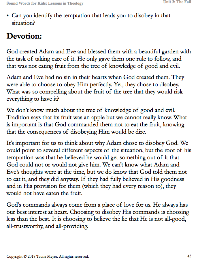 The Fall (Sound Words for Kids: Lessons in Theology, Unit 3)