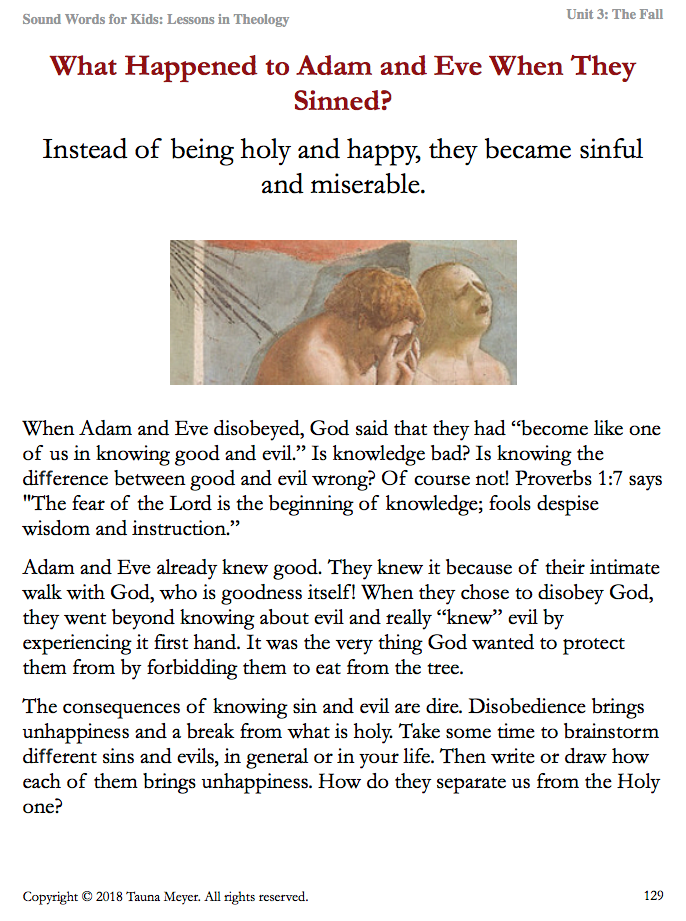 The Fall (Sound Words for Kids: Lessons in Theology, Unit 3)