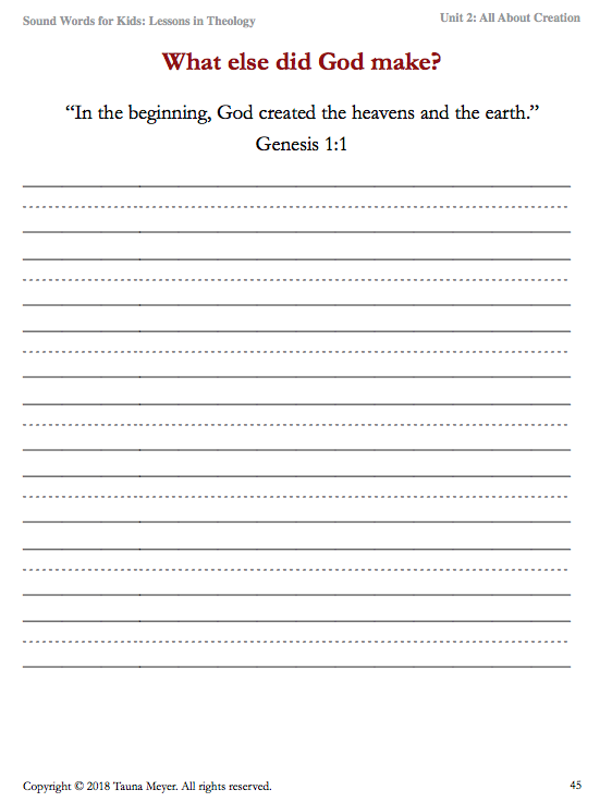 All About Creation (Sound Words for Kids: Lessons in Theology, Unit 2)